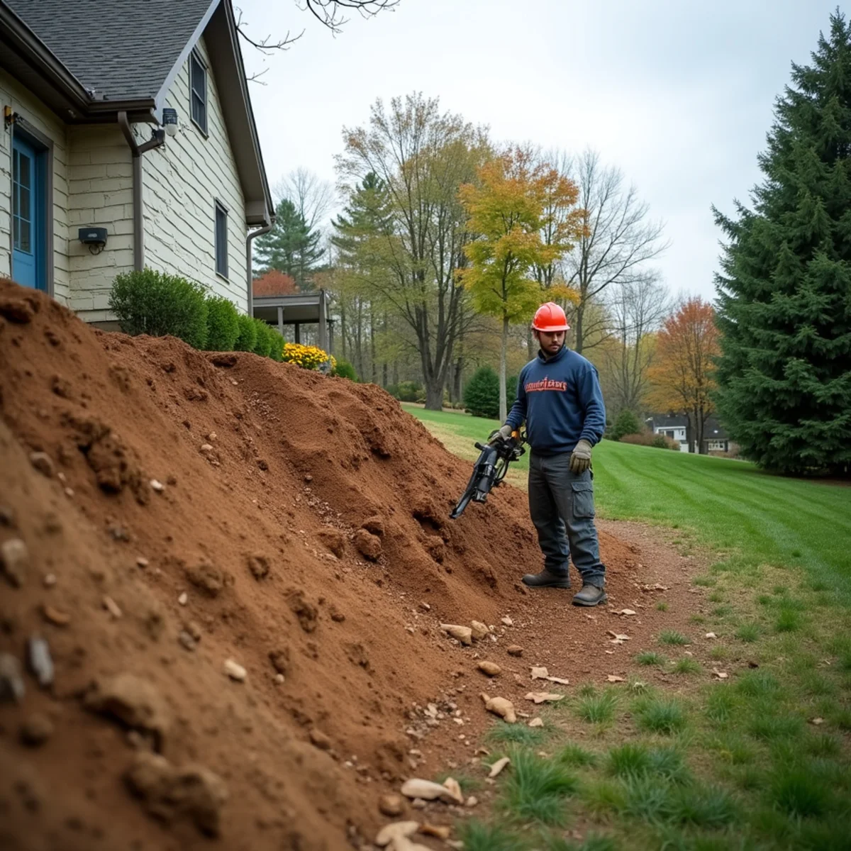 Eroding soil bank on a sloped yard that needs a retaining wall