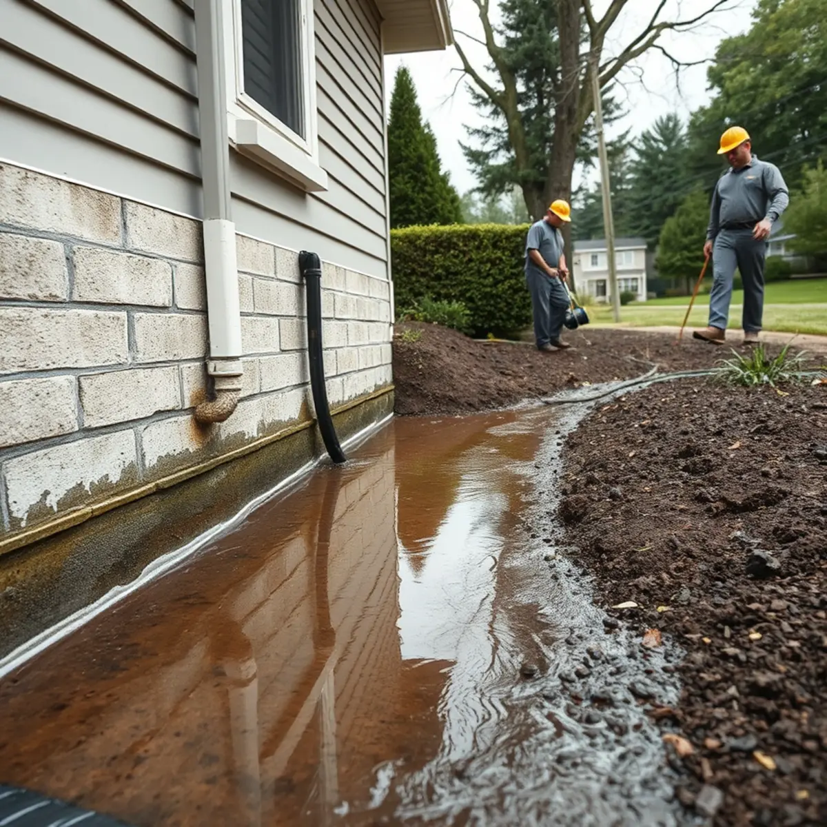 Rainwater pooling and seeping toward a home foundation in Northwest Indiana