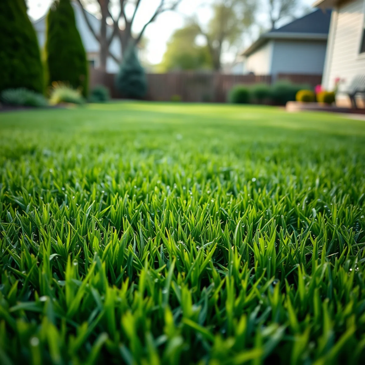 Lush green fertilized lawn at a Hobart, Indiana home